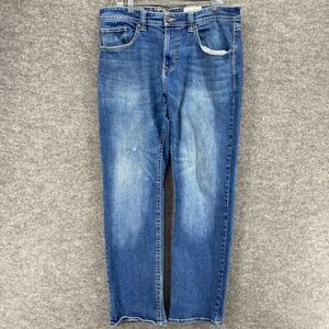 TK Alex Jeans Men 36*34 Blue Denim Medium Wash Mid Rise Slim Boot Pockets Solid